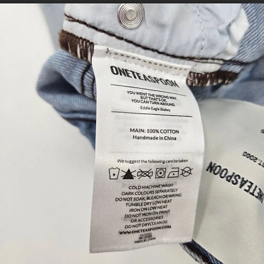NWT - ONE TEASPOON - Girls High Waisted Mini Skirt - Size 7-8- Antique Denim